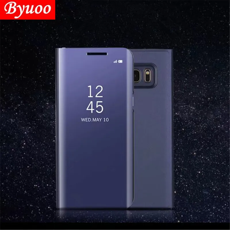 Умный зеркальный прозрачный чехол подставка для Samsung Galaxy S6 Крышка Edge Plus Модный s7