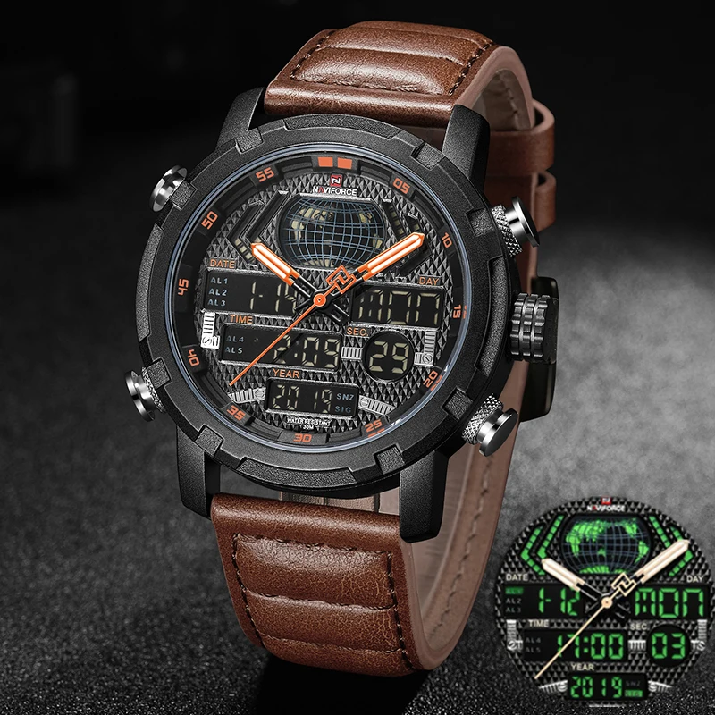 

NAVIFORCE Mens Watch LED Digital Chronograph Sports Military Quartz Wristwatch Waterproof Watches Clock Male Relogio Masculino