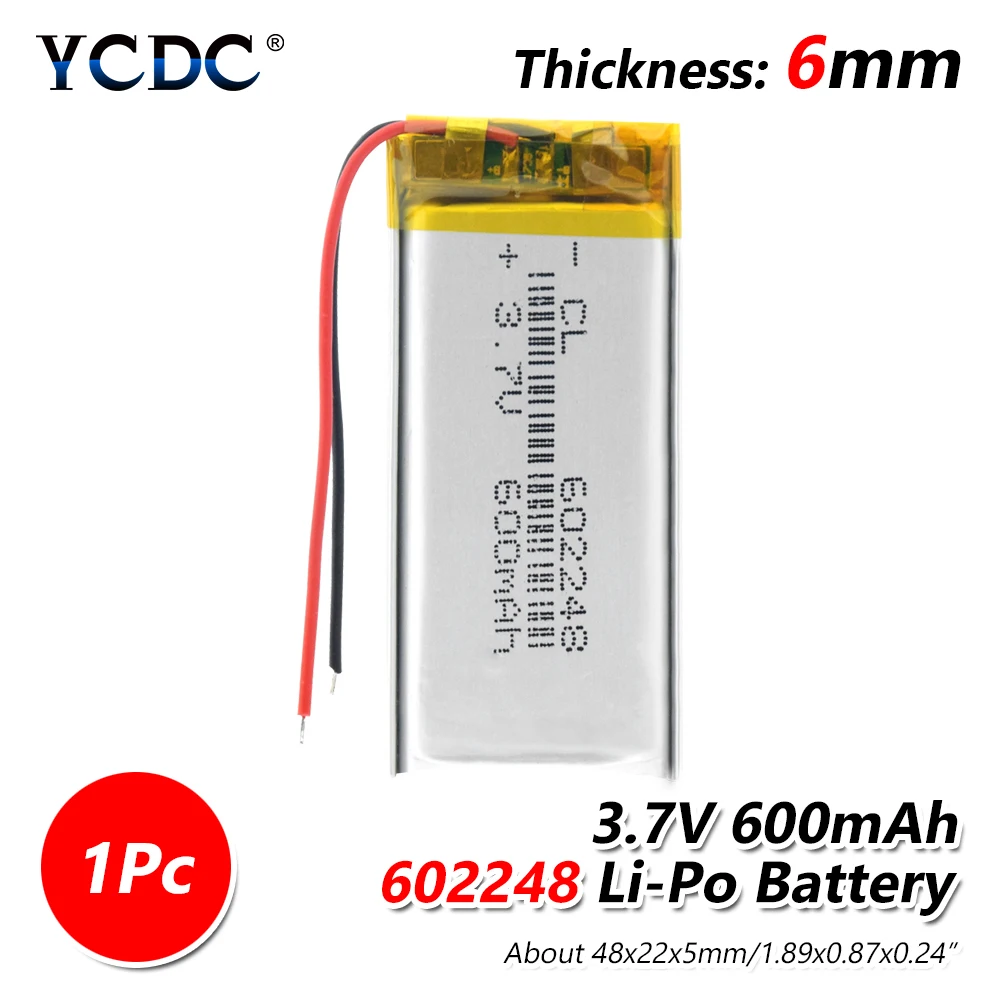 1 piece 1/2/4 шт 602248 600 мА/ч, литий-ионный полимерный литий Батарея 3,7 V Перезаряжаемые литий-полимерный аккумулятор Lipo Батарея Pcb защищенные - Цвет: 1 piece