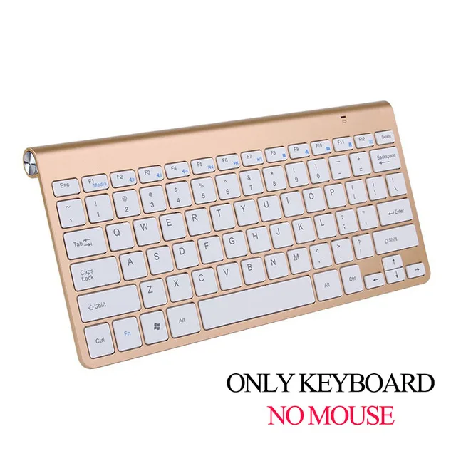 Gold Keyboard Портативная беспроводная клавиатура Klavye для Mac, ноутбук, tv box, 2,4G, мини-клавиатура, мышь, набор, офисные принадлежности для IOS, Android, Win 7 10 - Цвет: Gold Keyboard