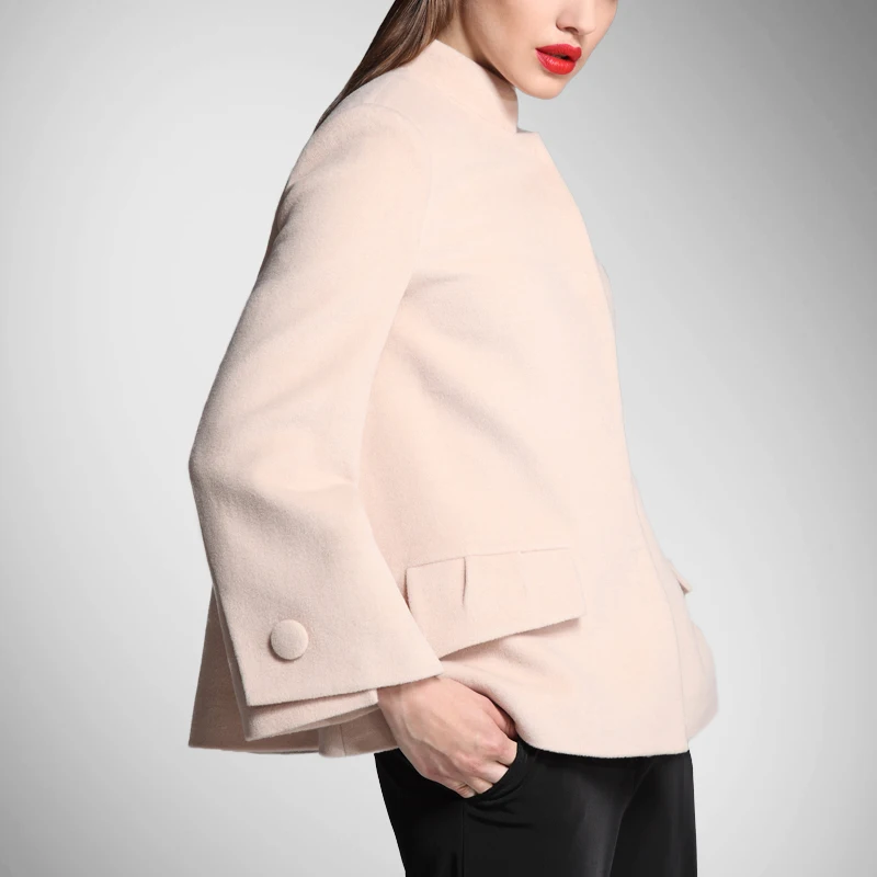 Прямые продажи однотонное ТРАПЕЦИЕВИДНОЕ пальто с карманами и воротником