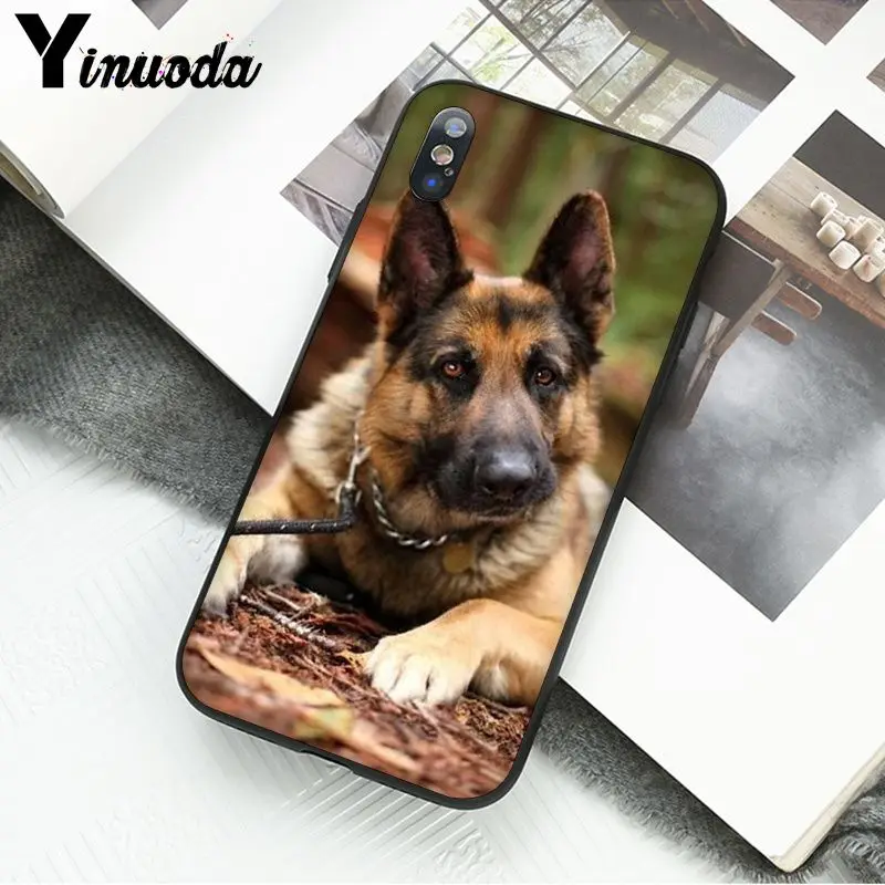 A5 Yinuoda немецкая овчарка Собака Мягкий силиконовый черный чехол для iPhone X XS MAX 6 6S 7 7plus 8 8Plus 5 5S XR - Цвет: A5