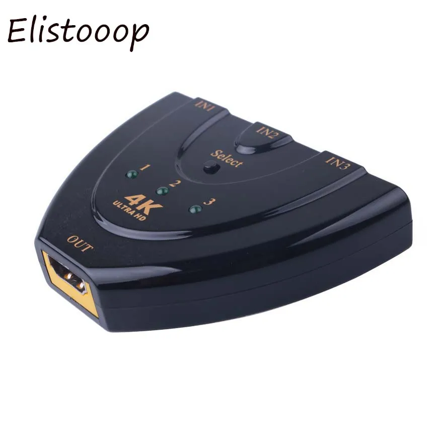 Elistooop 4K * 2K мини HDMI сплиттер 3 порта концентратор коробка Авто переключатель в 1