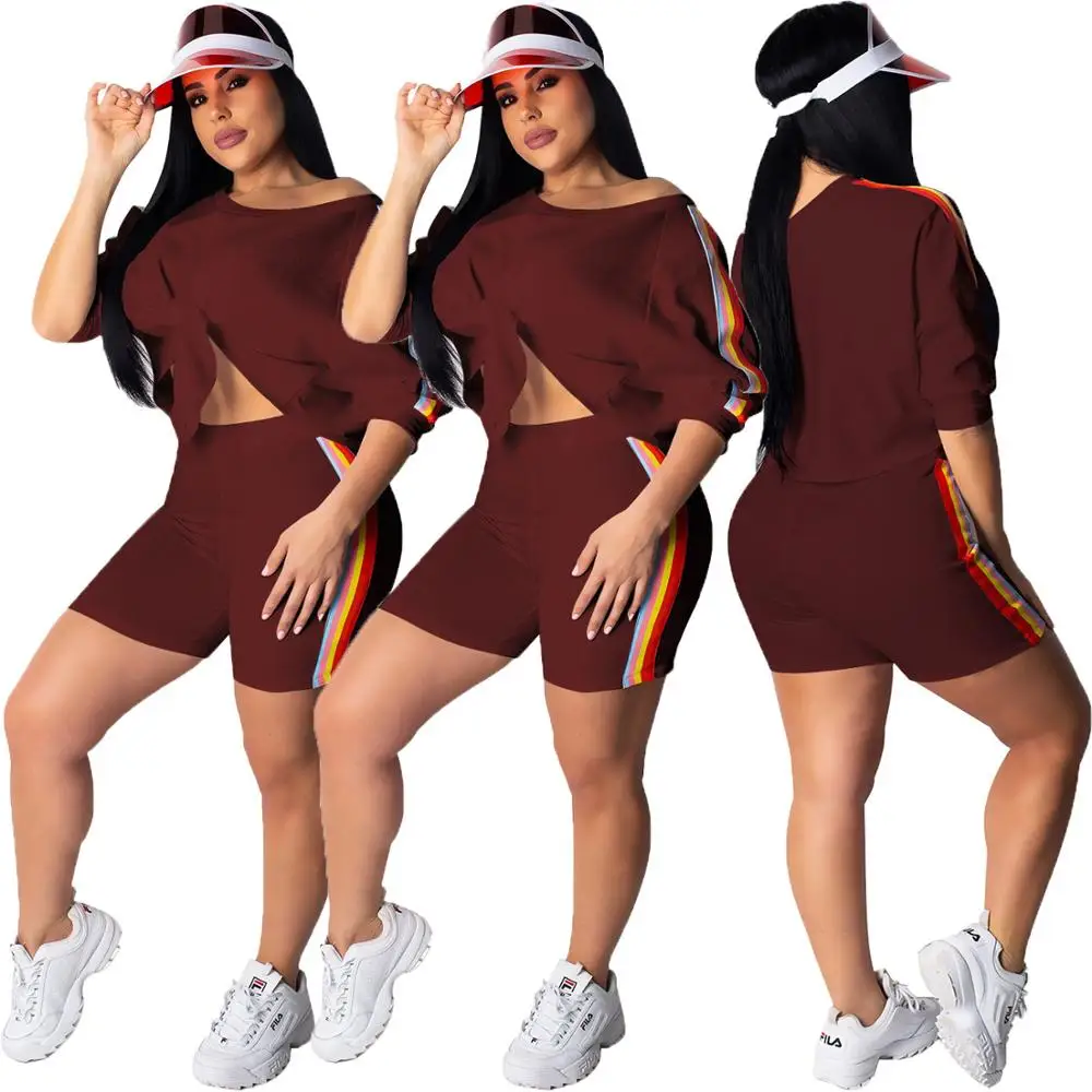 

2019 Summer Solid Women Sets Short Sleeve Tops And Shorts Set 2 Pieces Women Tracksuit Casual T Shirts Shorts