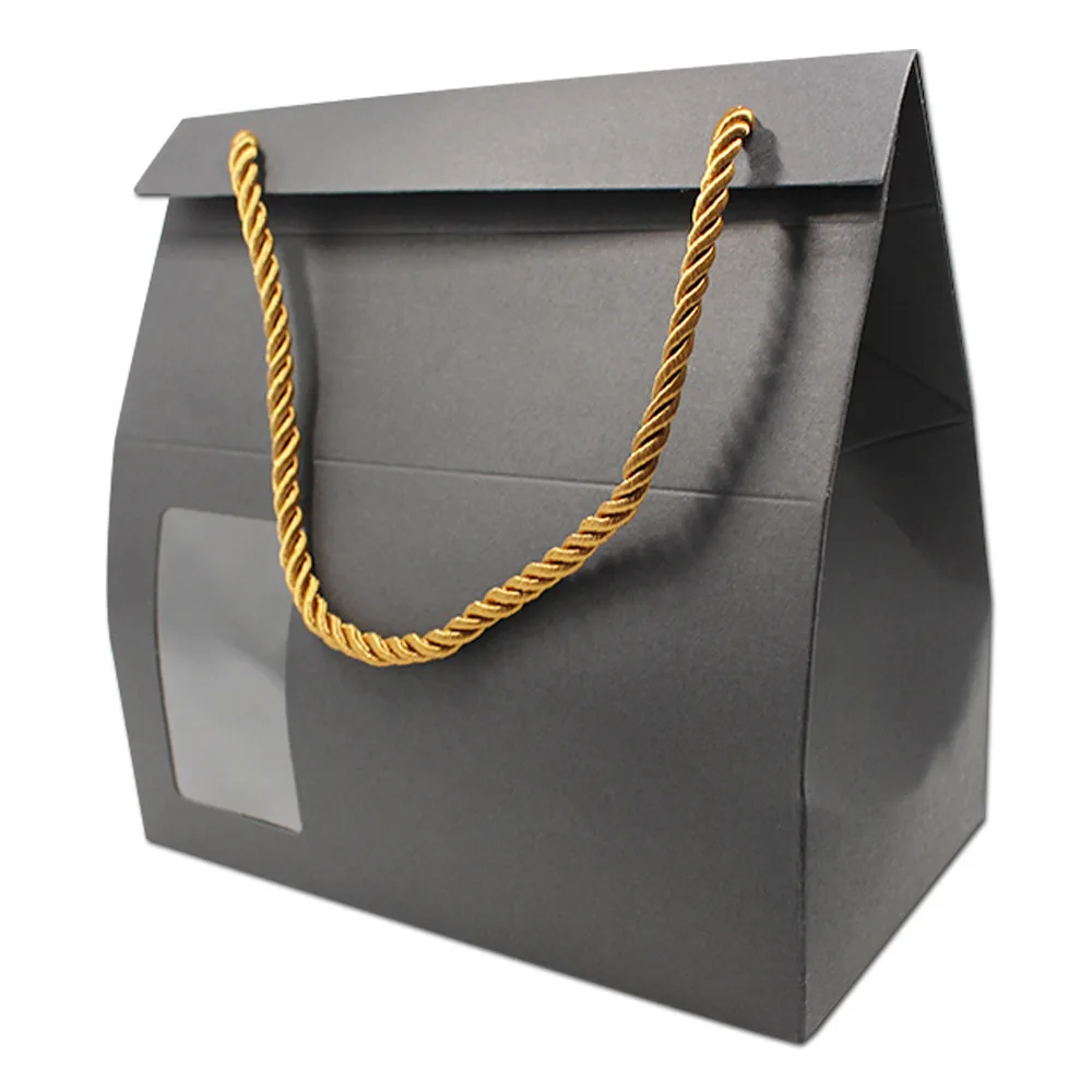 Black 18x10x10cm 20 шт./лот, черный/белый/крафт-бумага для упаковки конфет, фруктов, коробка с ручкой, Подарочная посылка, бумажная доска, коробки с окном - Цвет: Black 18x10x10cm