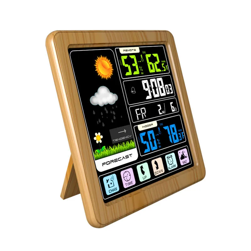 Indoor Outdoor Meter Weather Station Clock Color Screen Wireless Sensor Temperature Barometer Humidity | Дом и сад