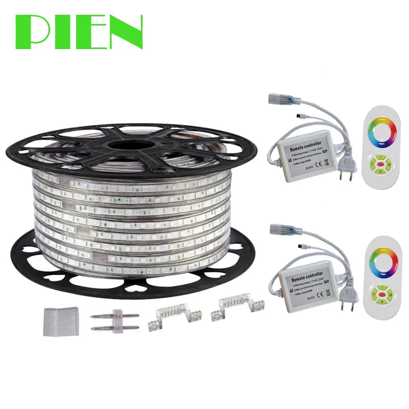 220V 110V LED Strip 5050 50m 100m IP67 Waterproof RGB RGBW Dual Color Rope lighting for outdoor with RF Remote controller DHL