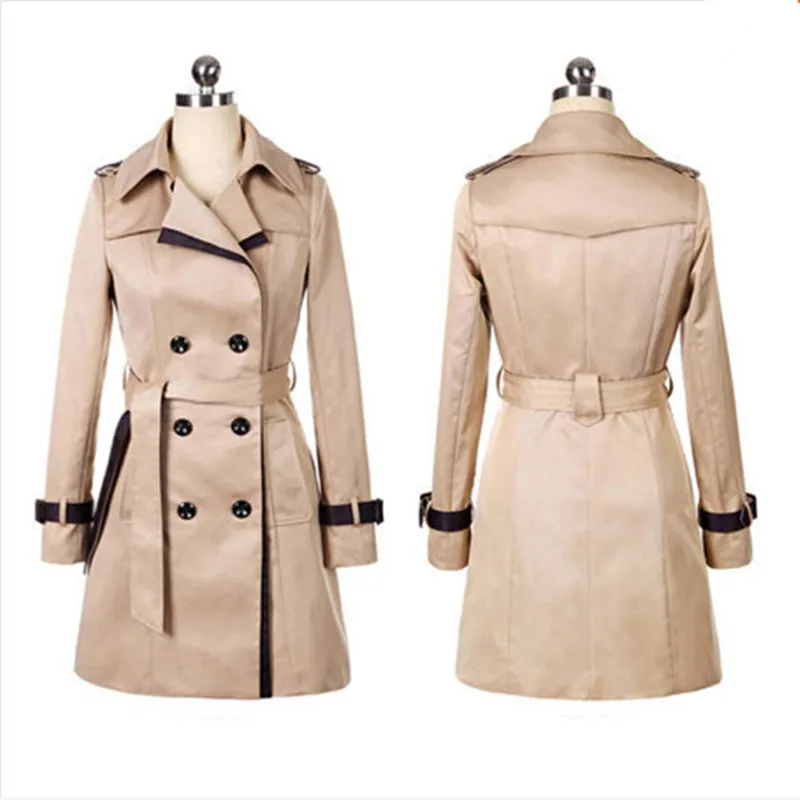 Женское длинное пальто с отложным воротником контрастных цветов Z041|trench coat for