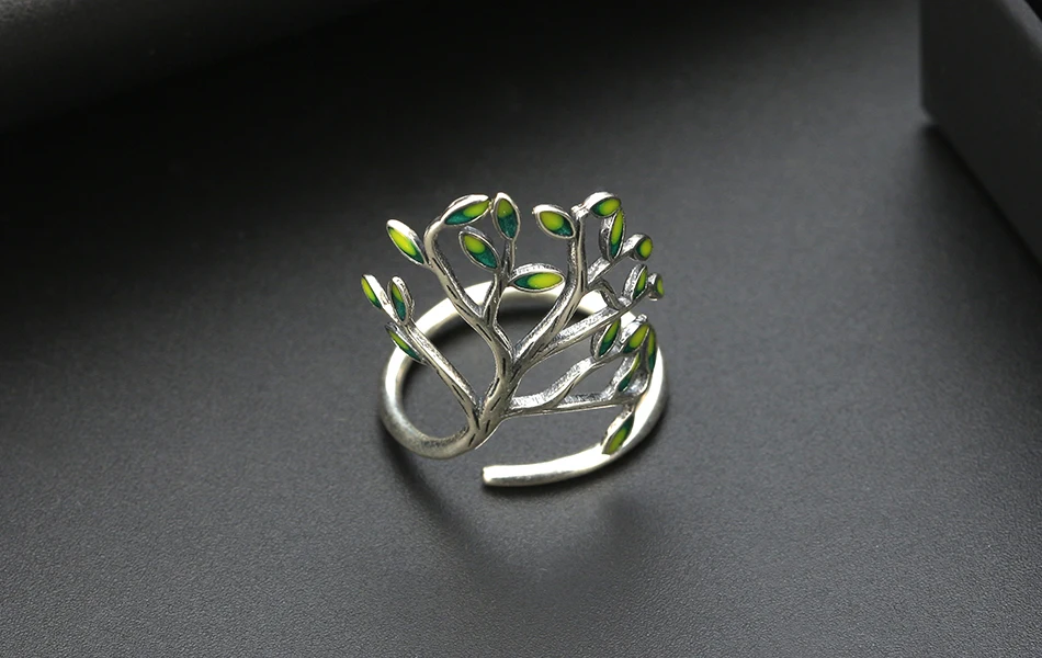 ORSA JEWELS, настоящее кольцо 925, женское, зеленое дерево, ветка, дизайн, регулируемое, свадебные украшения для женщин, вечерние, подарки, SR90