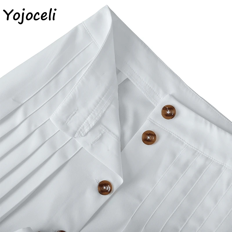 Yojoceli 2018 элегантная белая плиссированная юбка нижняя женская уличная Кнопка fornt