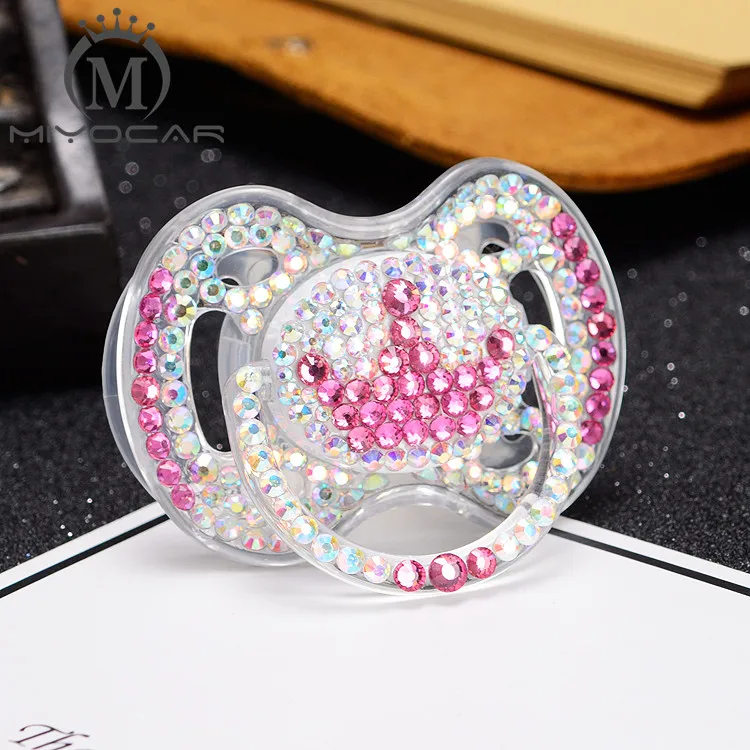 

MIYOCAR handmade 4 color shining bling crystal rhinestone Baby Pacifier/ Nipples /Dummy /cocka /chupeta &pacifier clips