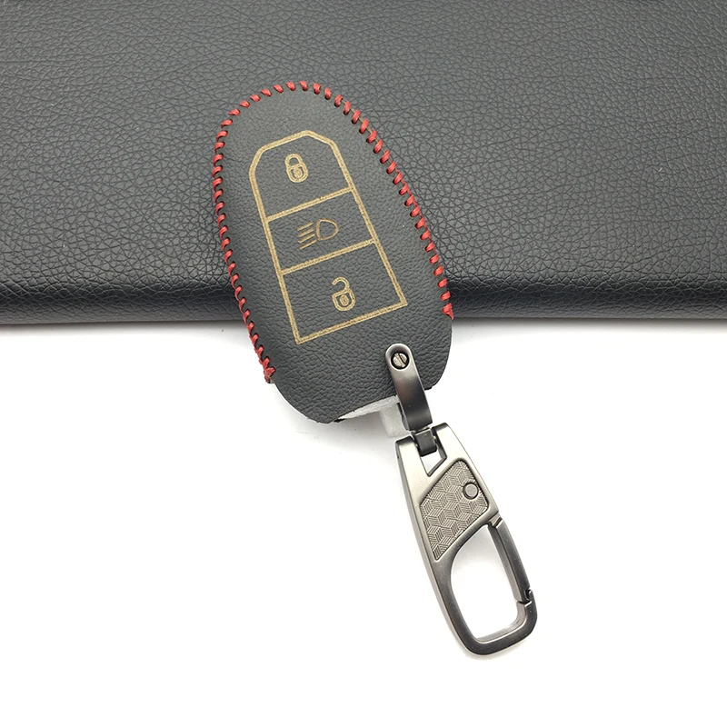 Кожаный чехол для автомобильного ключа Fob держатель крышка Peugeot 308 408 508 2008 3008 4008 5008