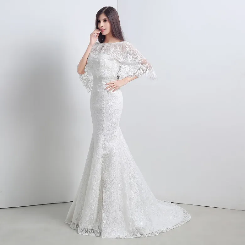 Кружевное свадебное платье русалка с запахом цвета слоновой кости|lace mermaid wedding