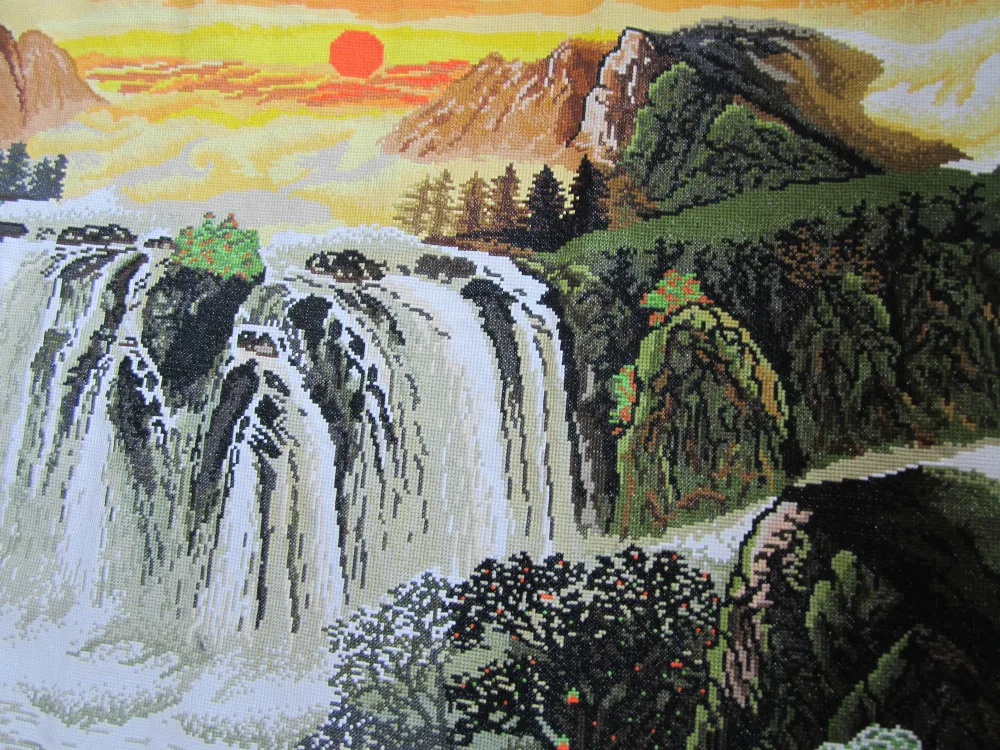 Ручная вышивка пейзаж Картина восходящее солнце|embroidery wall|embroidery bobbinpainting software |