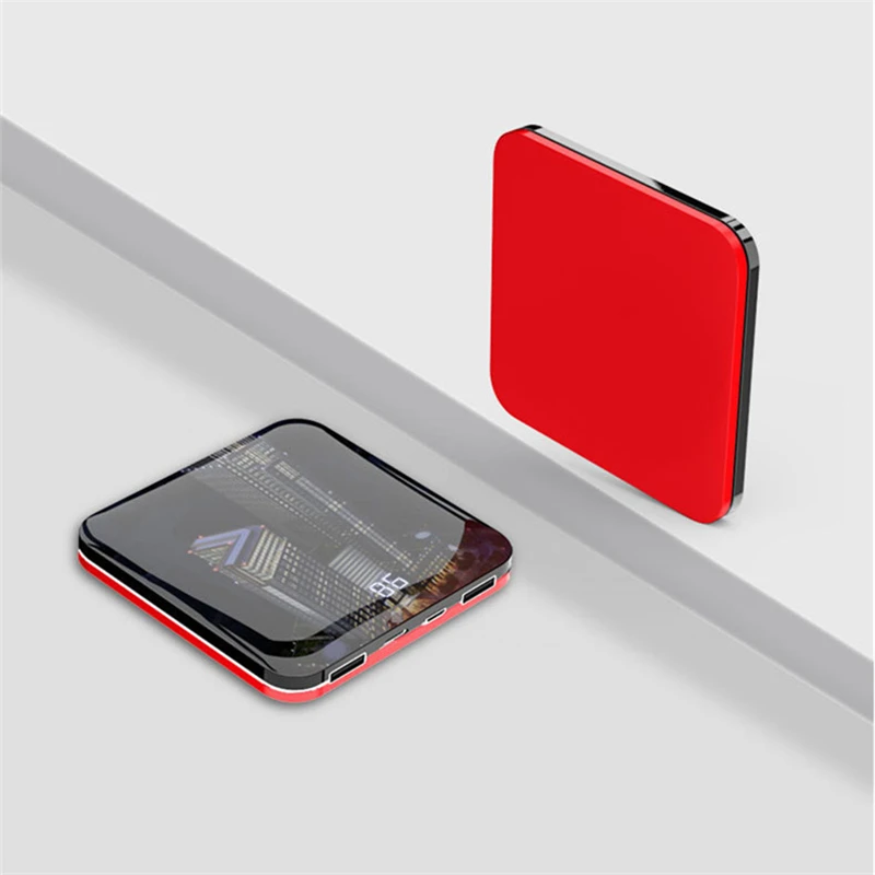 8000 mAh Новая мода мини банк питания 2.0A Быстрая зарядка двойной USB карманное зеркало алюминиевая Быстрая зарядка Внешняя батарея