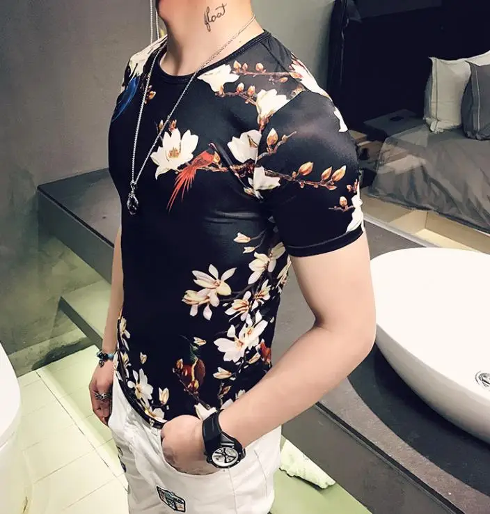 2017 Лето Slim Fit Мужская Футболка Homme Новый печати С Коротким Рукавом мужская