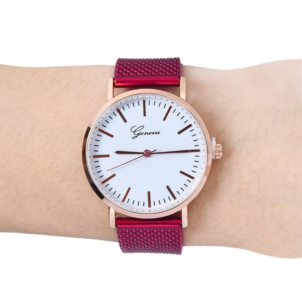 GENEVA Women Classic Quartz Silica Gel Wrist Watch Bracelet Watches Round Simple Dial Reloj hombre Ladies Analog Clocks B40
