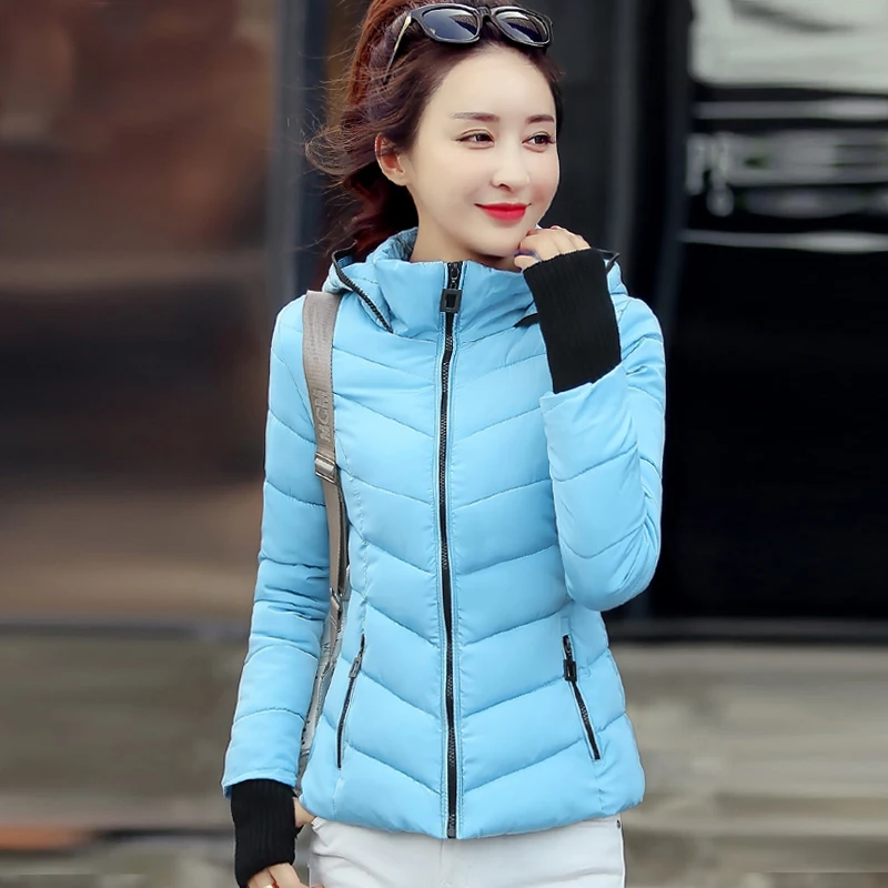 Высококачественная новая зимняя однотонная хлопковая куртка для женщин 2019