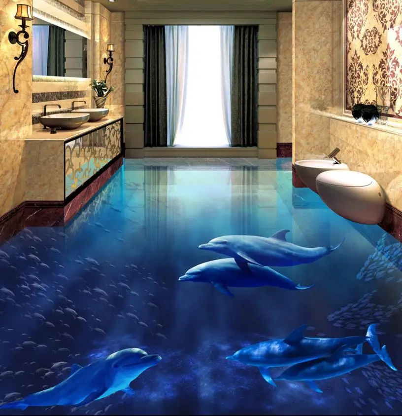 ПВХ виниловые 3d обои на заказ водонепроницаемые Самоклеящиеся 3D обои|floor wallpaper|3d