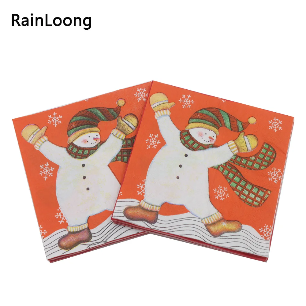 [RainLoong] Рождественские бумажные салфетки снеговика события & из ткани для