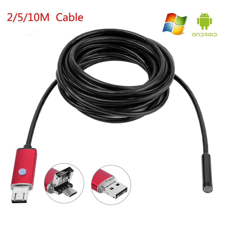 2 в 1 HD 5 мм м USB оригинальный промышленный тест эндоскоп объектив Android осмотр