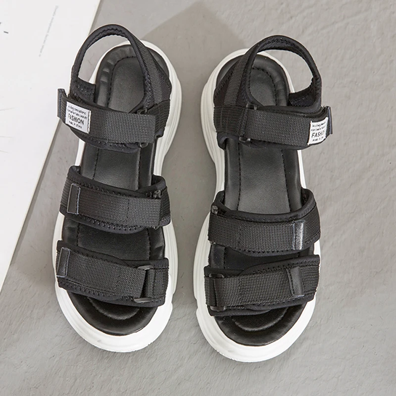 Fashion Women Sandals Platform Wedges Girls Shoes Thick Heel Lace Up Outdoor Breathable Female Beach Sport Sandals Size 35-39