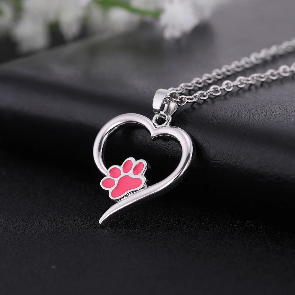LIKGREAT Pet Memorial эмаль ювелирные изделия всегда в моем сердце собака кошка ноги животное ожерелье с подвеской в виде лапы модные серебряные ювелирные изделия подарок девушка