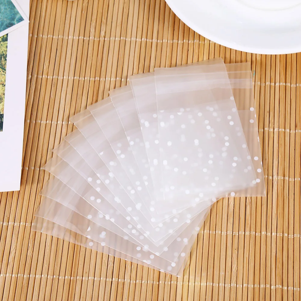 100 шт./лот пакеты для печенья конфет в белый горошек матовый пластиковый