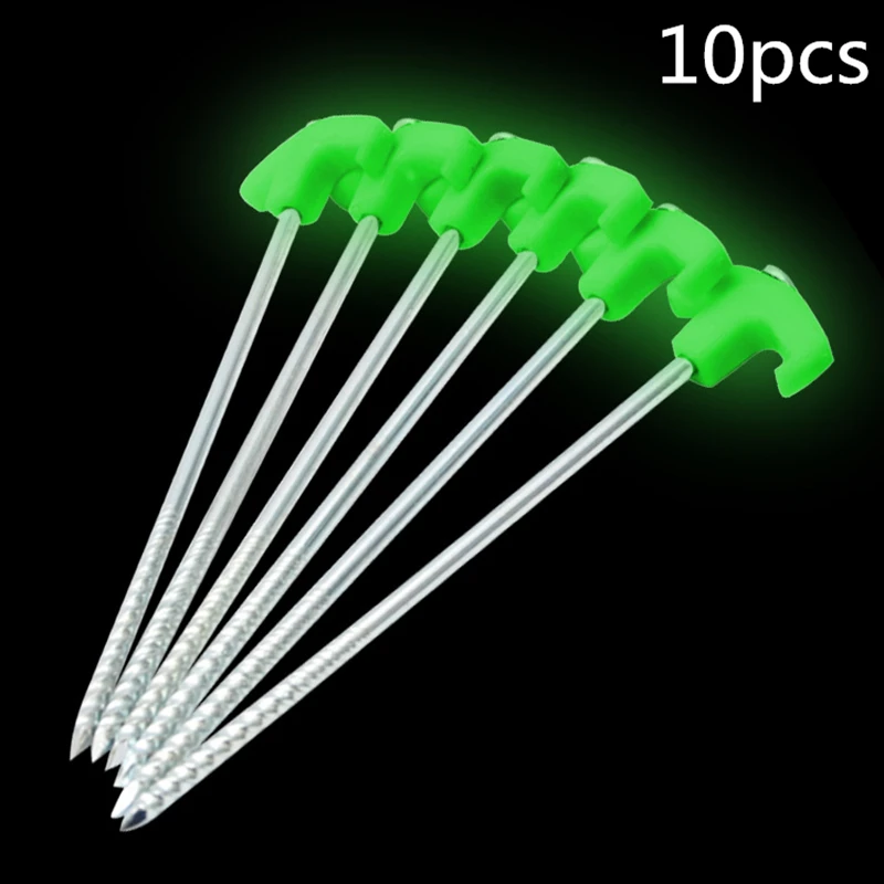 10PCS Tent Stake Pegs Fluorescence Portable Multi-function Nails Stakes Peg Gazebo Accessories for Camping Garden | Спорт и