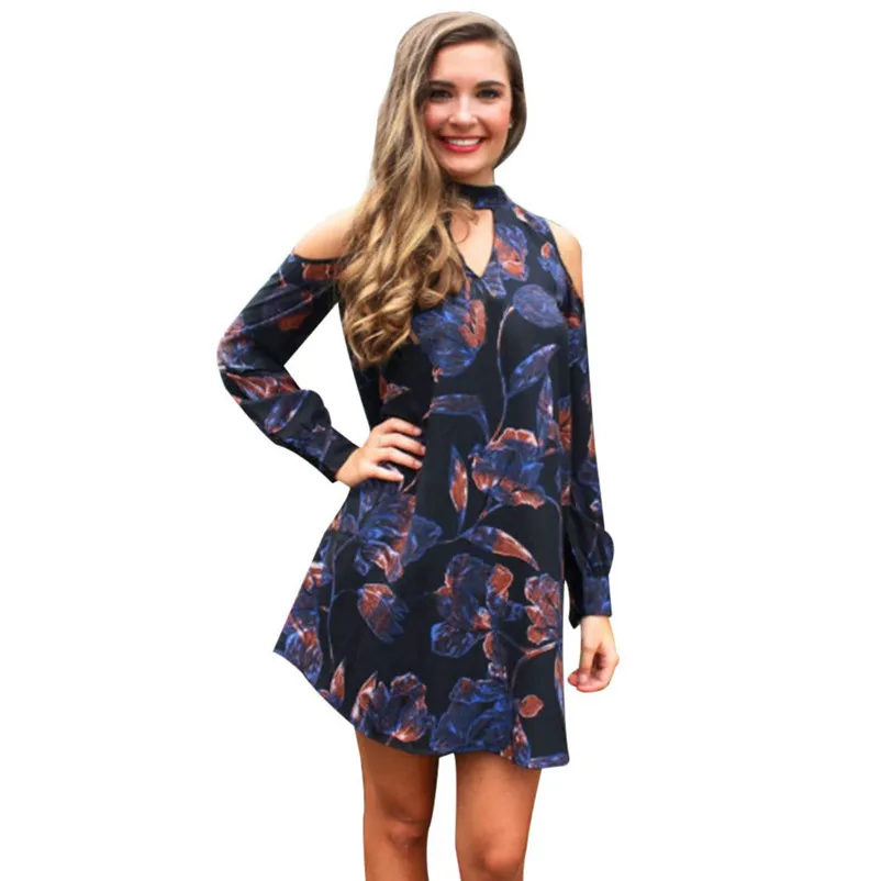 Платье женские свободные мини трапециевидной формы Повседневная темно синие