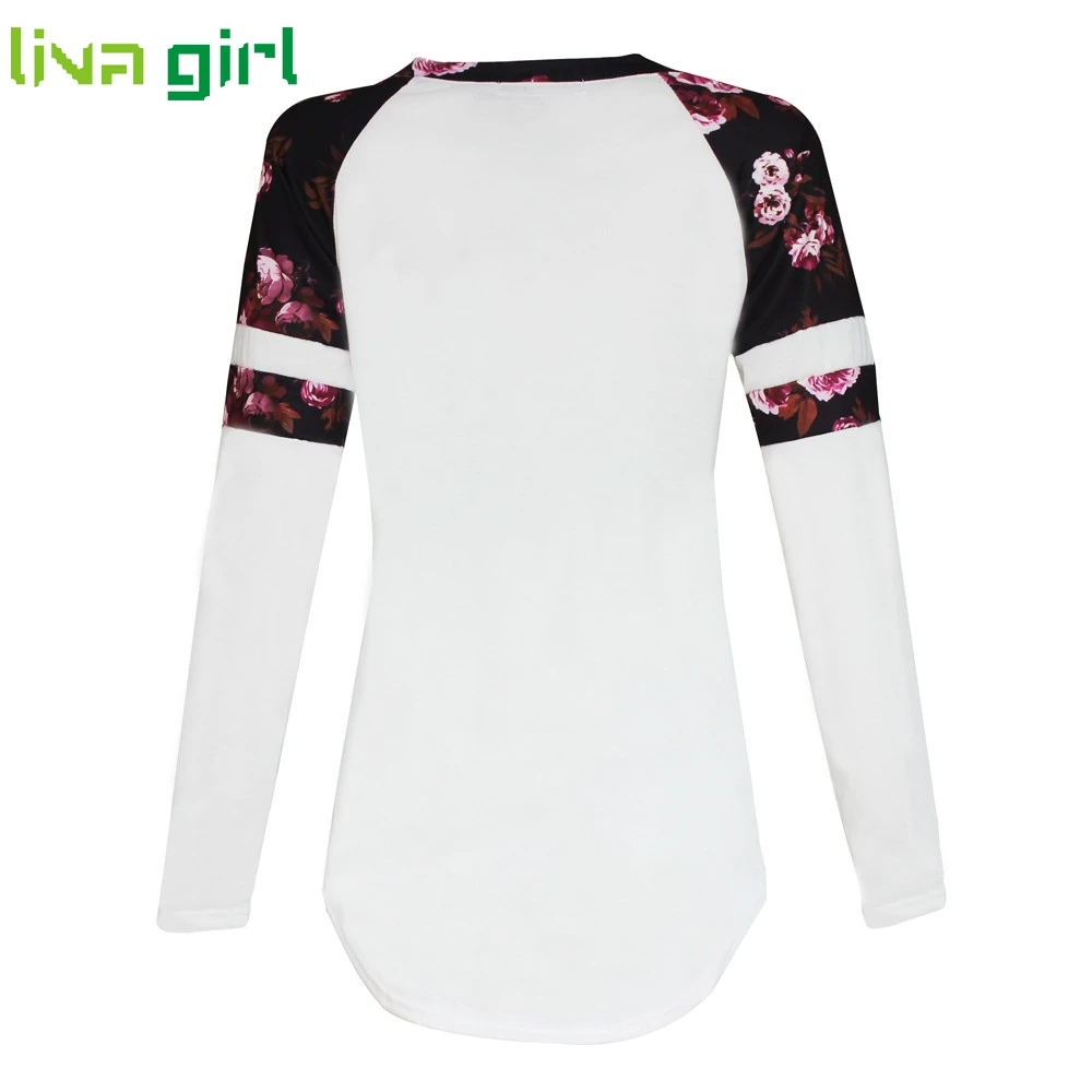 2017 Женская футболка для пешего туризма с цветочным принтом топ длинными рукавами