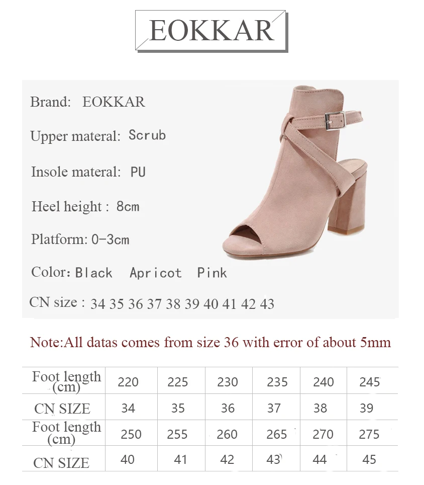 Женские туфли лодочки Eokkar 2019 на высоком каблуке с открытым носком ремешком