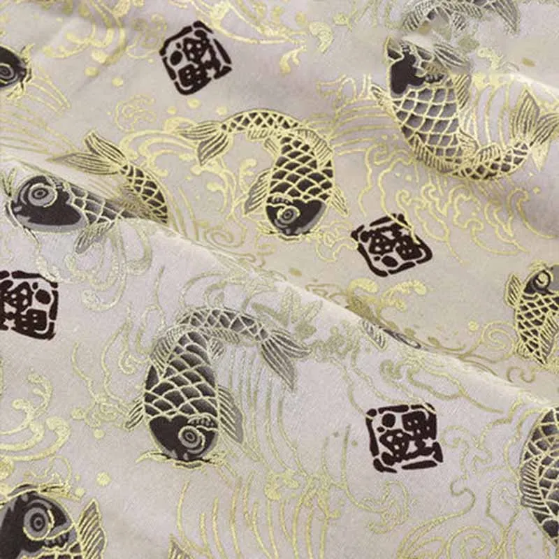 Золотой 50 см* 150 см костюмы DIY Ткань для хлопковая ткань для шитья японская Ткань цветочный узор лоскутное женское платье Cheongsam - Цвет: Золотой