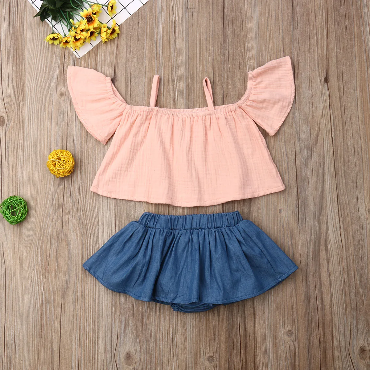 Newborn Kids Baby Girls Cotton Crop Tops Layered Skirt Outfits Summer Clothes Girl Fashion Sunsuits | Детская одежда и обувь