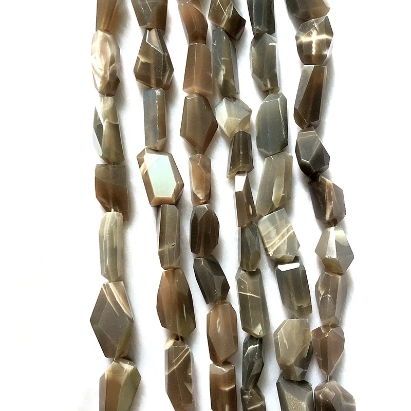 

Genuine Gray Moonstone Faceted Nugge Beads 12-20mm Gray Sunstone Feldspar Gem Stone Beads Cutting,1 of 15"strand