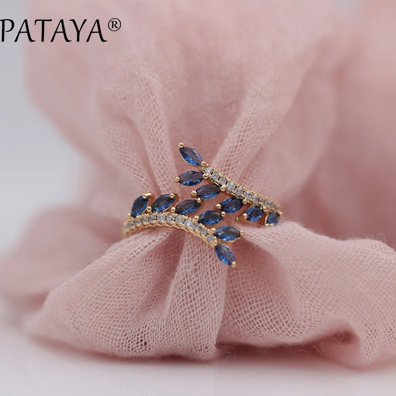 PATAYA, Новое поступление, эксклюзивные темно-синие лошадиные глаза, природный Цирконий, открытые кольца для женщин, Роскошные, 585, розовое золото, свадебные ювелирные изделия