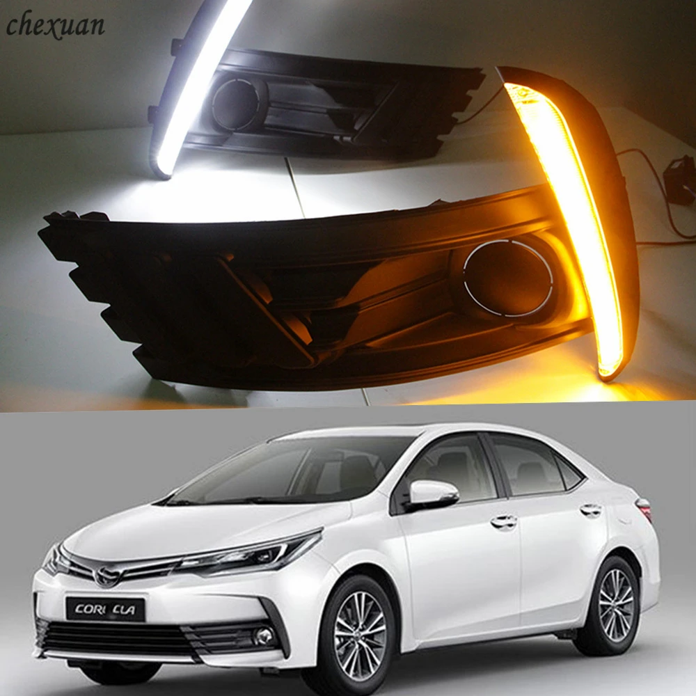 CSCSNL 1 комплект для Toyota Corolla 2017 2018 с t образным желтым сигналом DRL светодиодный