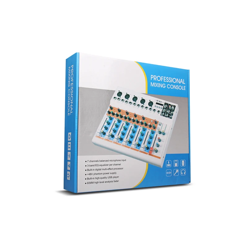 Аудиомикшер XTUGA FX7-USB 7-канальный микшер с Usb/bluetooth/Mp3 сбалансированный источник