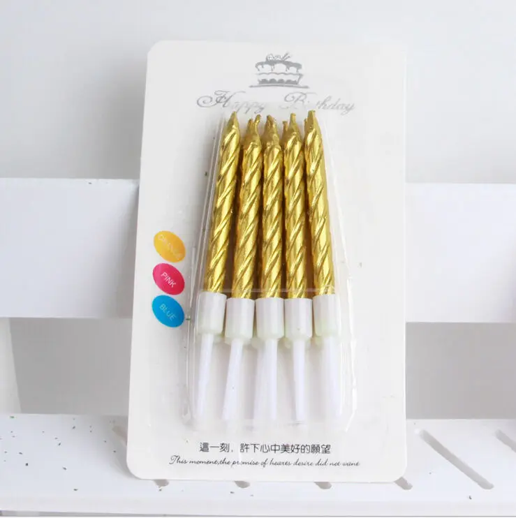 5Pcs Happy Birthday Cake Candle Party Gold /Silver Candles Funny Wedding Xmas Decoration Gold&ampSilver |