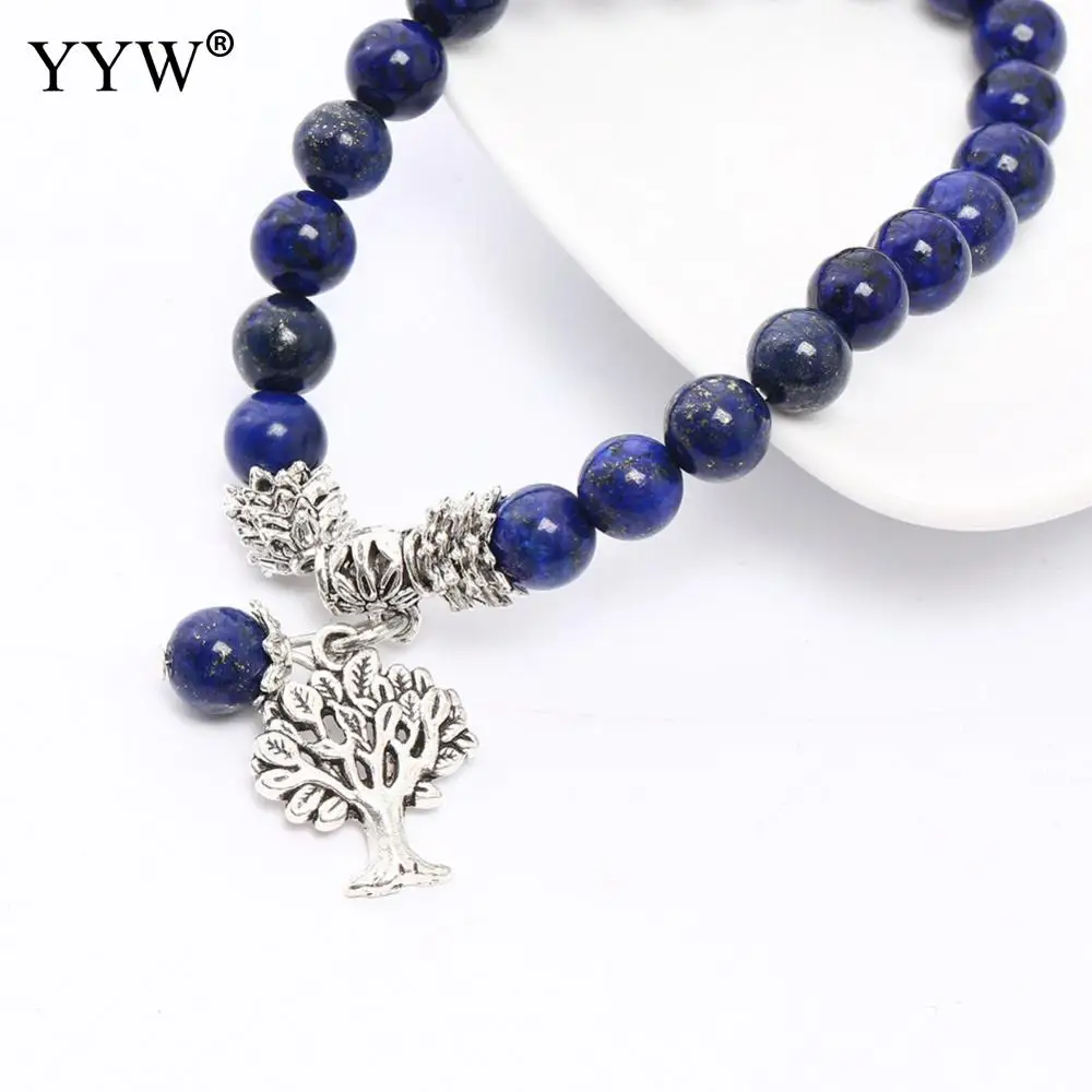Натуральный камень Древо жизни браслет Lapis браслеты из лазурита Pulseira Mala бусы