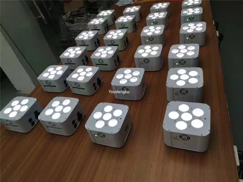 24 шт. с зарядным чехлом Аккумуляторный Dmx беспроводной Uplighting 6x18 Вт 6 в 1 UV + RGBWA wifi led