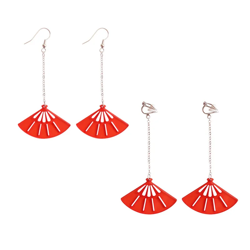 Женские серьги-подвески в виде ромашек красные акриловые длинные серьги-клипсы