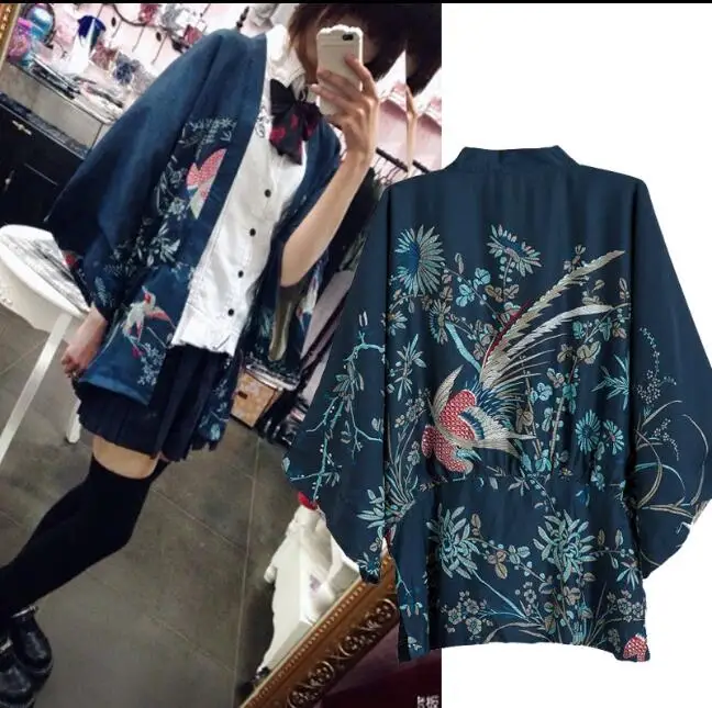 Летняя женская блузка японское кимоно с принтом японская куртка кардиган|japanese