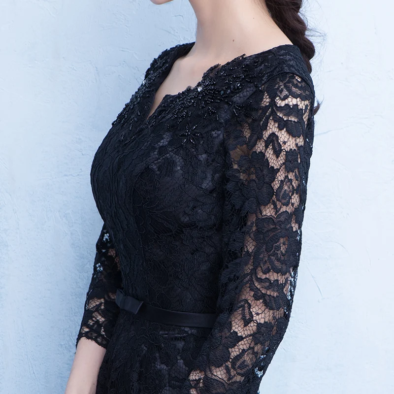 Черные вечерние платья 2020 кружевное женское платье ручной работы длиной ниже