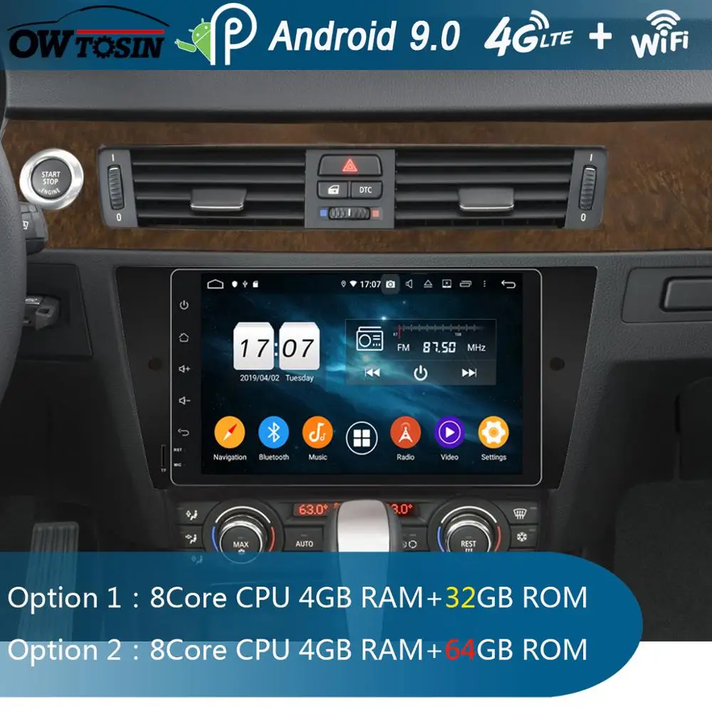 Мультимедийный плеер 9 дюймов IPS Android 0 8 ядер 4 Гб + 64 ГБ для BMW 3 серии E90 E91 E92 E93 Sedan 318i