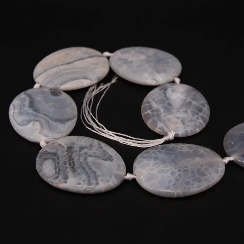 Большой натуральный серый кулон 15 5 &quot/нитка Овальный Кулон Самородок с бусинами