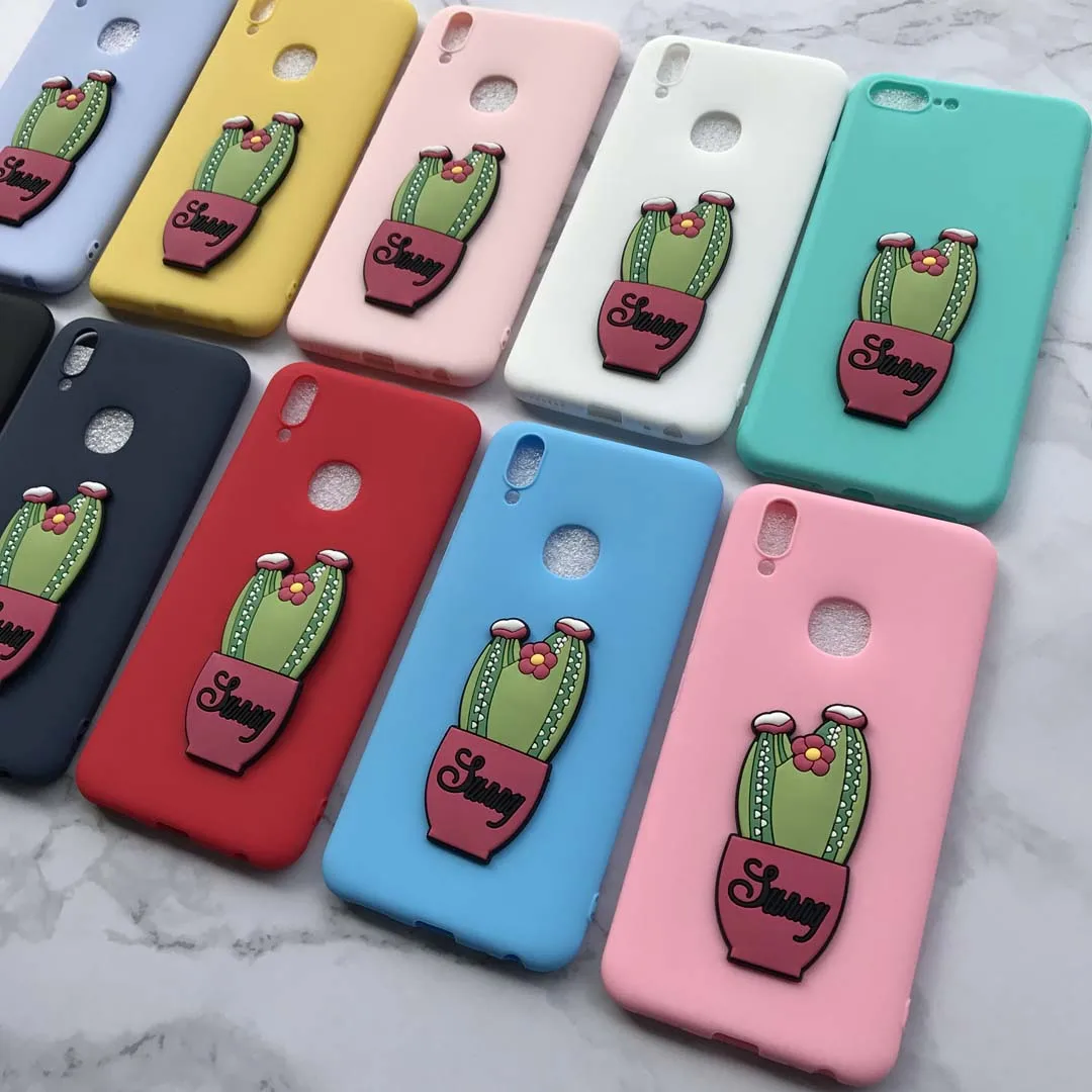Карамельный цвет с 3D красный кактус Patch для iPhone X мультфильм кремния мягкий чехол 7