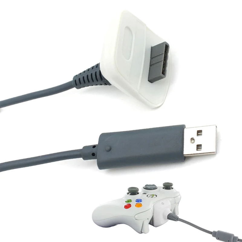

Новый Белый USB-кабель для зарядки и игр, шнур для беспроводного контроллера XBOX 360, игровой аксессуар