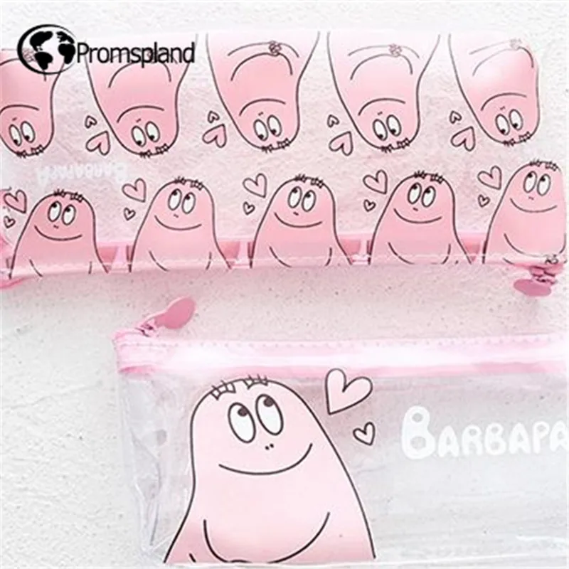 40 шт. чехол для карандашей Les Barbapapa ПУ сумка ручек прозрачная канцелярская с