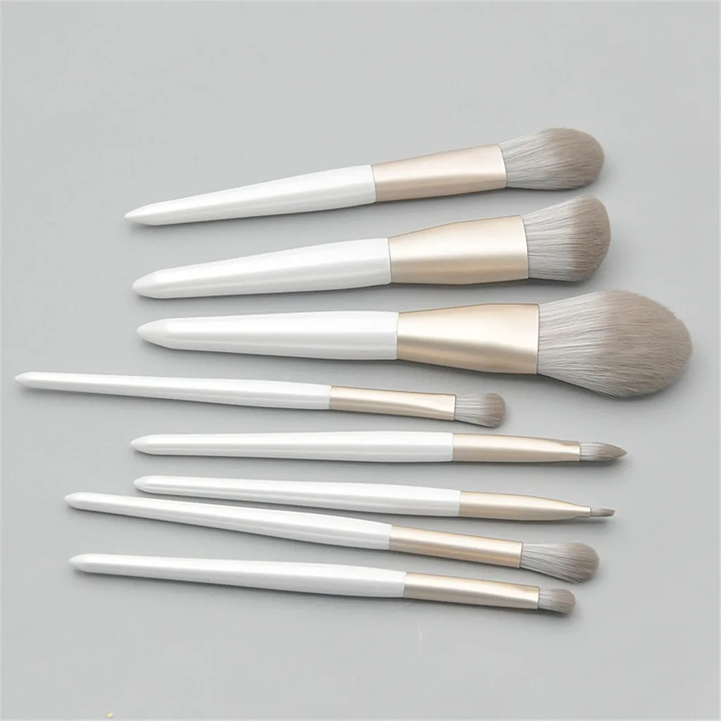 8 шт. высококачественные жемчужные белые кисти для макияжа с деревянной ручкой